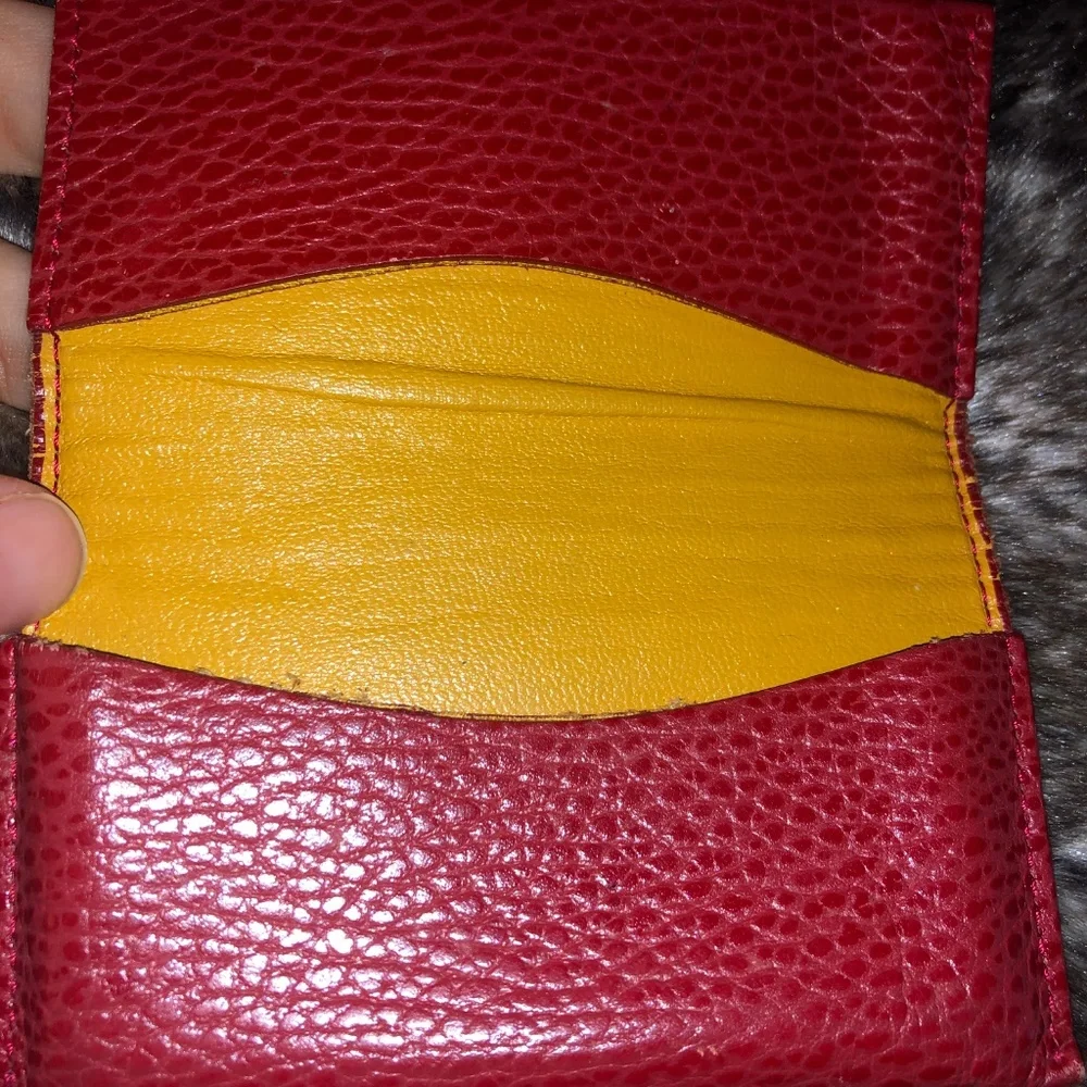 J. McLaughlin red pebbled leather card holder